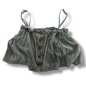 American Eagle Outfitters Sage Green Button-Front Crop Top